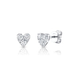 Shy Creation Diamond Heart Stud Earrings-Shy Creation Diamond Heart Stud Earrings in 14 karat white gold with diamonds totaling 0.51 carats.