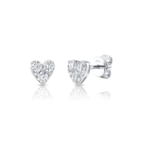 Shy Creation Diamond Heart Stud Earrings-Shy Creation Diamond Heart Stud Earrings - SC55022919