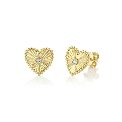 Shy Creation Diamond Heart Stud Earrings - SC55026093