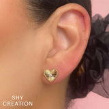 Shy Creation Diamond Heart Stud Earrings-Shy Creation Diamond Heart Stud Earrings - SC55026093