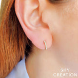 Shy Creation Diamond Huggie Earrings-Shy Creation Diamond Huggie Earrings - SC22003982