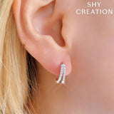 Shy Creation Diamond Huggie Earrings-Shy Creation Diamond Huggie Earrings - SC22005527