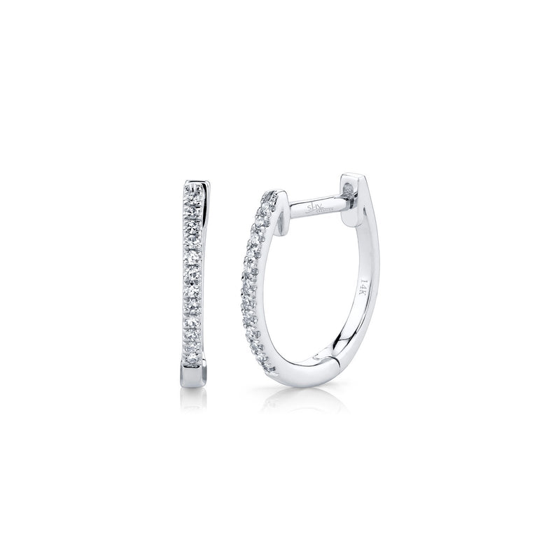 Shy Creation Diamond Huggie Earrings 0.08 CT-Shy Creation Diamond Huggie Earrings - SC55001597 - Shy Creation Diamond Huggie Earrings in 14 karat white gold with diamonds totaling 0.08 carats.