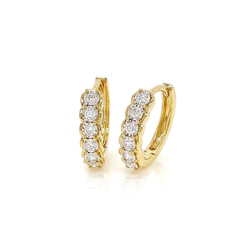 Shy Creation Diamond Huggie Earrings 0.23 CT-Shy Creation Diamond Huggie Earrings - SC55022791