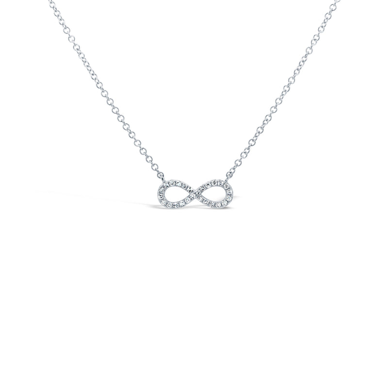 Shy Creation Diamond Infinity Necklace 0.08 CT-Shy Creation Diamond Infinity Necklace - SC55001538V3 - Shy Creation Diamond Infinity Necklace in 14 karat white gold.