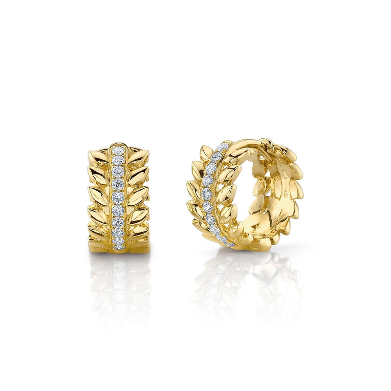 Shy Creation Diamond Laurel Wreath Huggie Earrings 0.20 CT-Shy Creation Diamond Laurel Wreath Huggie Earrings - SC55022941
