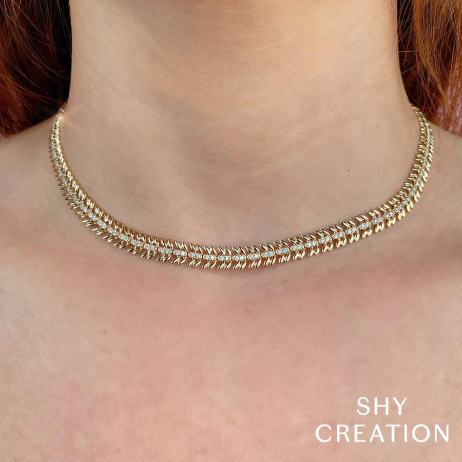 Shy Creation Diamond Laurel Wreath Necklace - SC55023418 - Shy Creation Diamond Laurel Wreath Necklace in 14 karat yellow gold with diamonds totaling 1.40 carats.