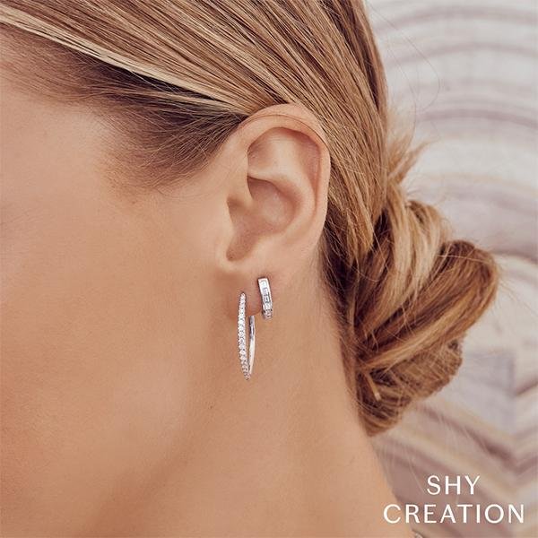 Shy Creation Diamond Marquise Hoop Earrings - SC22005493