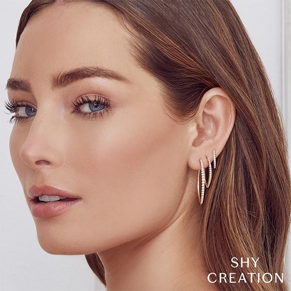 Shy Creation Diamond Marquise Hoop Earrings - SC22005494