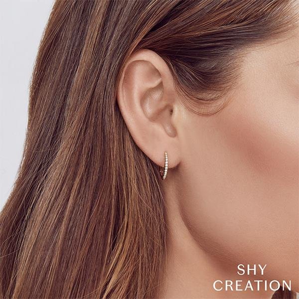 Shy Creation Diamond Marquise Huggie Earrings - SC22005491