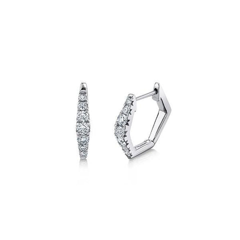 Shy Creation Mini Hoop Diamond Earrings-Shy Creation Diamond Mini Hoop Earrings - SC22007950