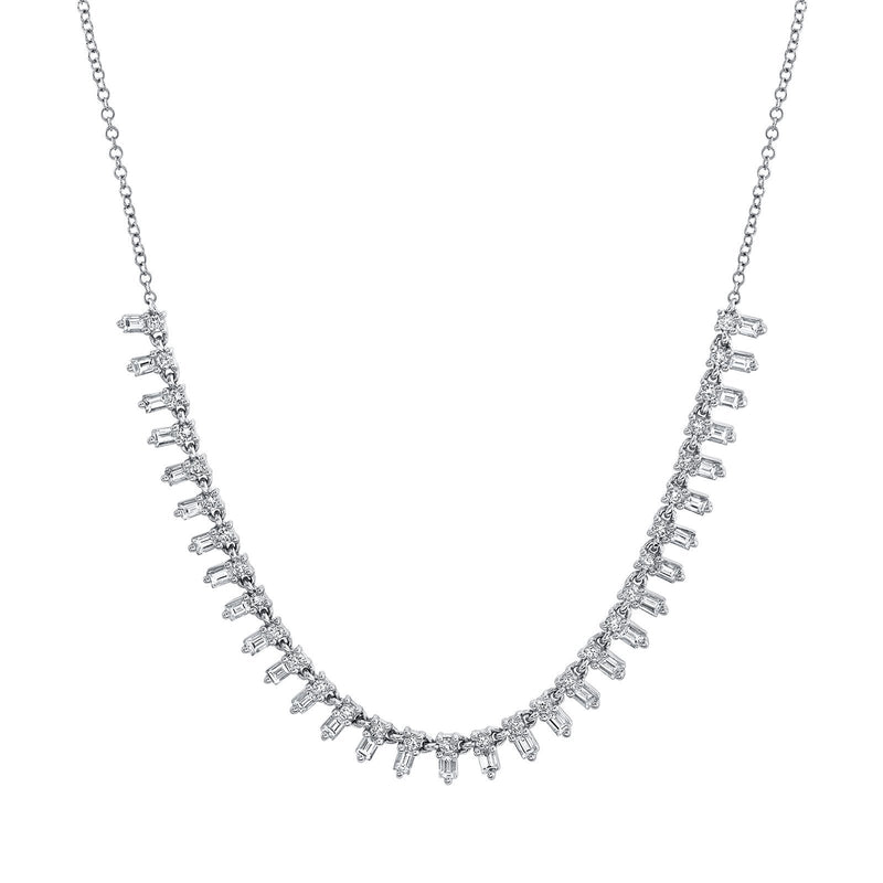 Shy Creation Diamond Baguette Necklace 1.25 CT-Shy Creation Diamond Necklace - SC55019145