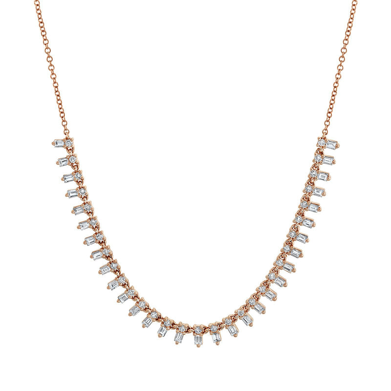 Shy Creation Diamond Baguette Necklace 1.25 CT-Shy Creation Diamond Necklace - SC55019147