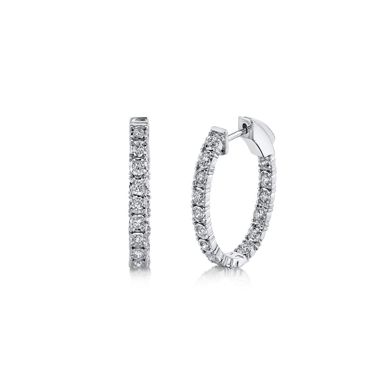Shy Creation Diamond Oval Hoop Earrings 0.90 CT-Shy Creation Diamond Oval Hoop Earrings - SC55009478