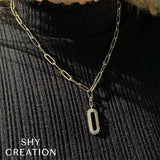 Shy Creation Diamond Paper Clip Necklace-Shy Creation Diamond Paper Clip Necklace - SC22007995