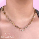 Shy Creation Diamond Paper Clip Necklace-Shy Creation Diamond Paper Clip Necklace - SC55022706