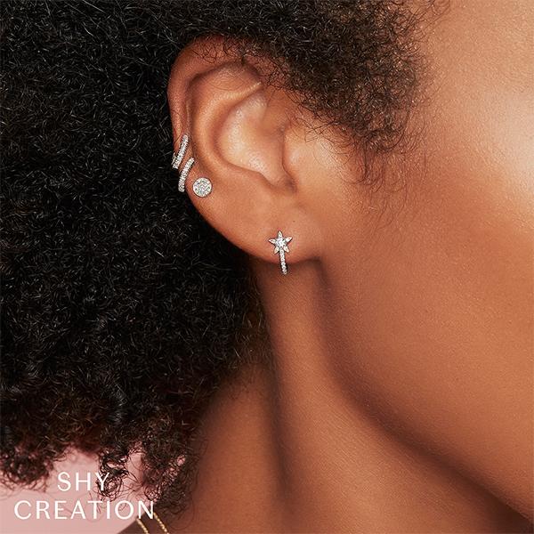 Shy Creation Diamond Star Earrings 0.17 CT-Shy Creation Diamond Star Earrings - SC55004608