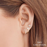 Shy Creation Diamond Huggie Earrings-Shy Creation Diamond Stud Earrings - SC55019564