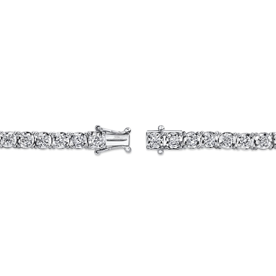 Shy Creation Diamond Tennis Bracelet in 14 karat white gold.