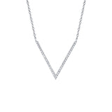 Shy Creation Diamond V Necklace-Shy Creation Diamond V Necklace in 14 karat white gold with diamonds totaling 0.12 carats.
