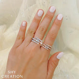 Shy Creation Emerald Diamond Coil Ring-Shy Creation Emerald Diamond Coil Ring - SC22007591