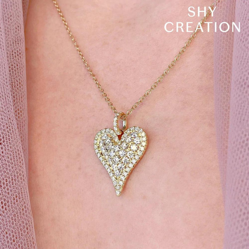 Shy Creation Diamond Heart Necklace 1.31 CT-Shy Creation Glittara Diamond Heart Necklace - SC55023663