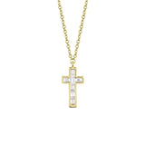 Shy Creation Diamond Baguette Cross Necklace 0.17 CT-Shy Creation Kate Diamond Baguette Cross Necklace - SC55007315