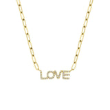 Shy Creation Kate Diamond "Love" Paper Clip Link Necklace - SC55023173