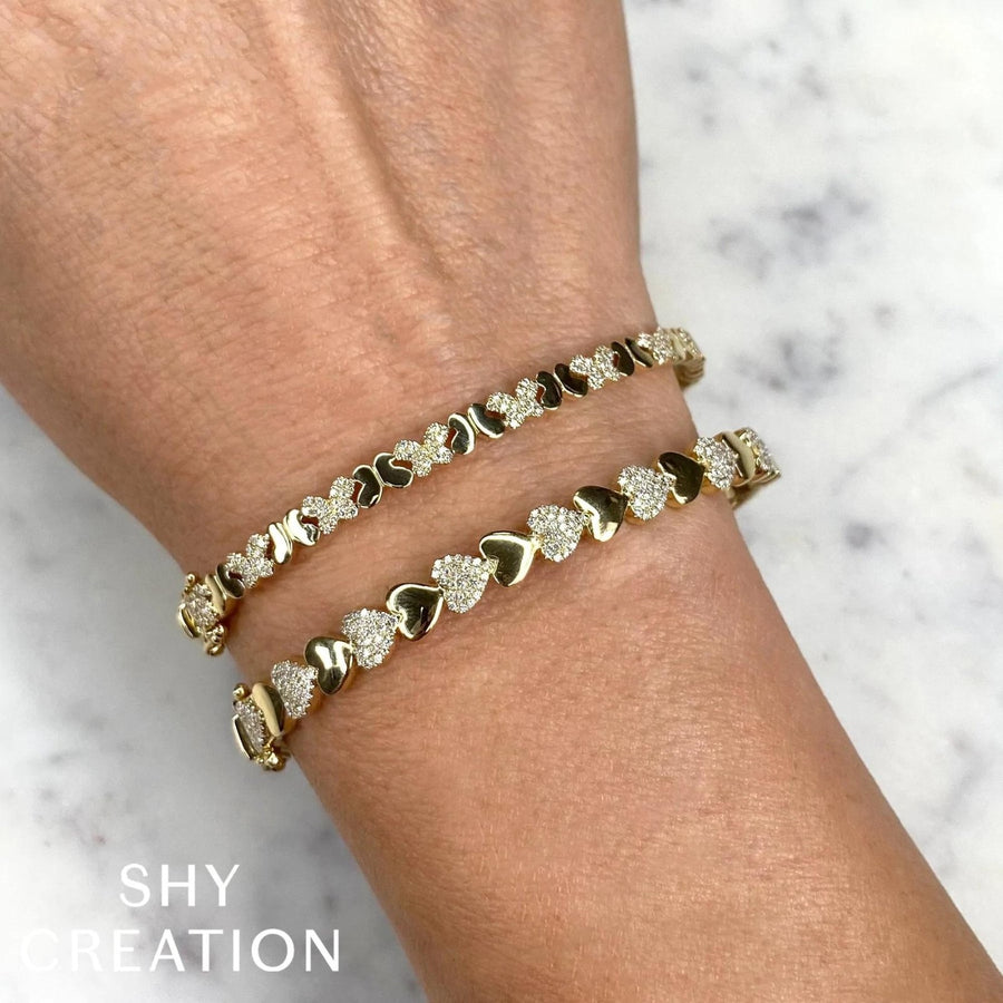 Shy Creation Kate Diamond Pave Heart Bangle - SC55024433ZS