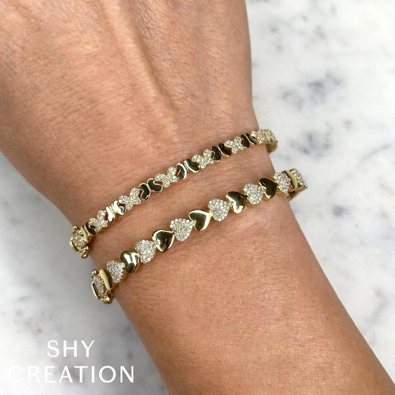Shy Creation Diamond Pave Heart Bangle 0.51 CT-Shy Creation Kate Diamond Pave Heart Bangle - SC55024433ZS