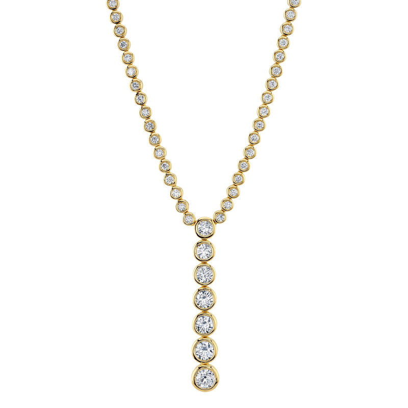 Shy Creation Diamond Bezel Lariat Necklace 4.39 CT-Shy Creation Lariat Diamond Necklace - SC55024077