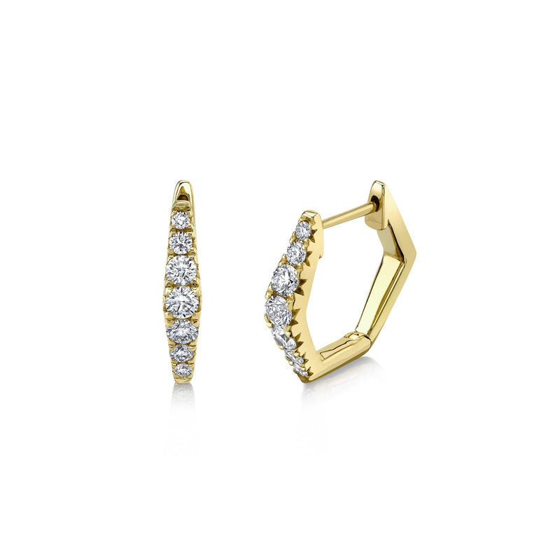 Shy Creation Diamond Huggie Earrings 0.49 CT-Shy Creation Mini Hoop Diamond Earrings - SC22007951