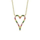 Shy Creation Multi-Color Stone Open Heart Necklace-Shy Creation Multi-Color Stone Open Heart Necklace - SC55012353