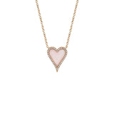 Shy Creation Pink Opal Diamond Heart Necklace-Shy Creation Pink Opal Diamond Heart Necklace - SC55003830