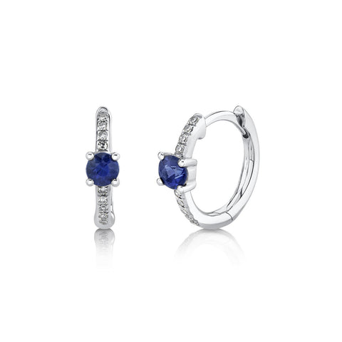 Shy Creation Sapphire and Diamond Huggie Earrings-Shy Creation Sapphire and Diamond Huggie Earrings - SC55020192