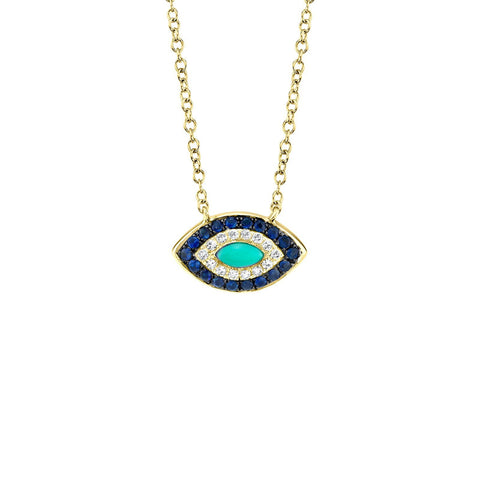 Shy Creation Turquoise Eye Necklace - SC55002262