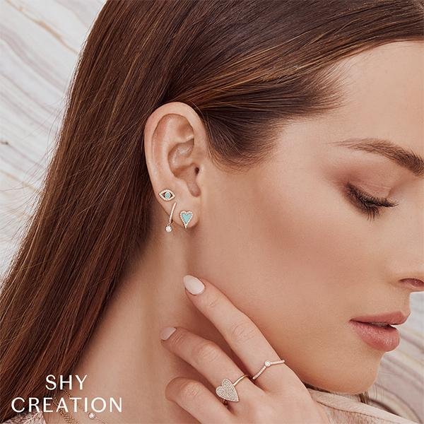 Shy Creation Turquoise Eye Stud Earrings 0.12 CT-Shy Creation Turquoise Eye Stud Earrings - SC55019927