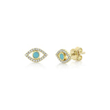 Shy Creation Turquoise Eye Stud Earrings-Shy Creation Turquoise Eye Stud Earrings - SC55019927