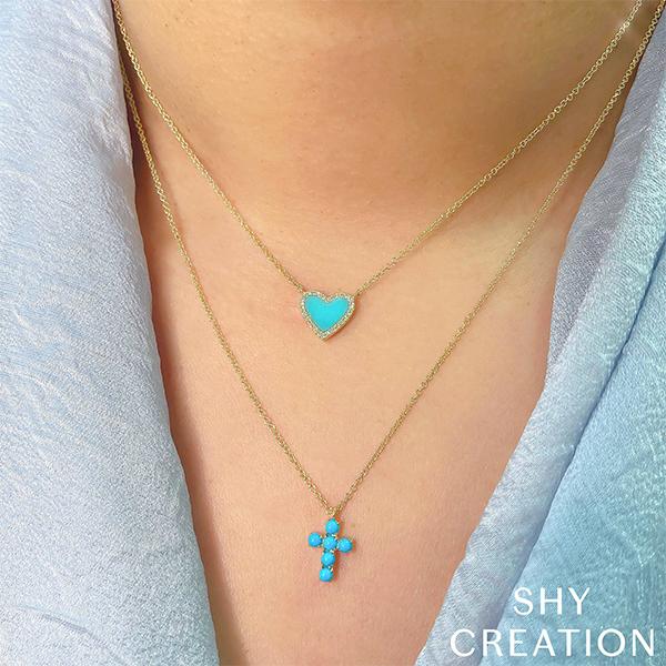 Shy Creation Turquoise Heart Necklace - SC55012619