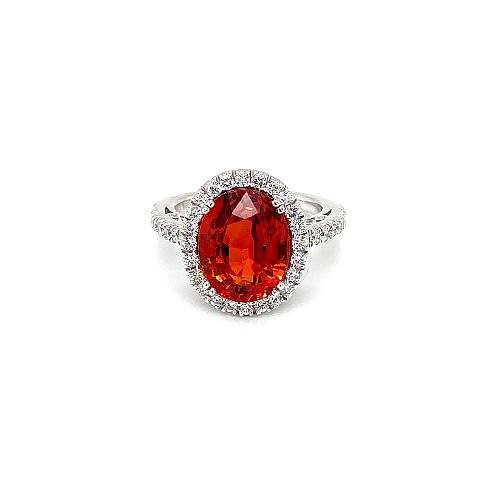 Spessartite Diamond Ring-Spessartite Diamond Ring -