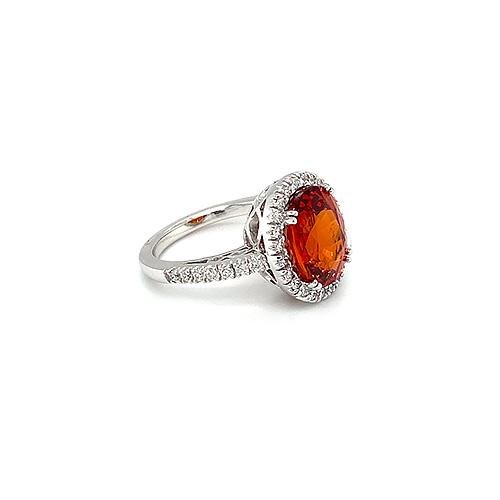 Spessartite Diamond Ring -