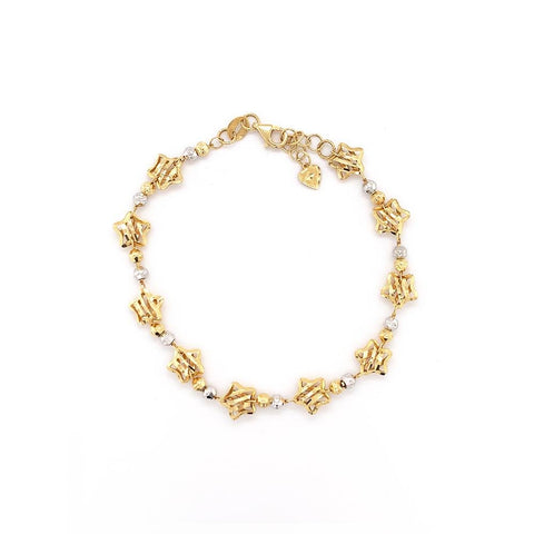 Star Bead Two Tone Gold Bracelet-Star Bead Two Tone Gold Bracelet -