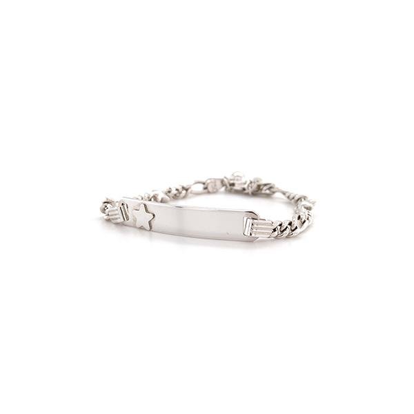 Star ID Tag White Gold Bracelet -
