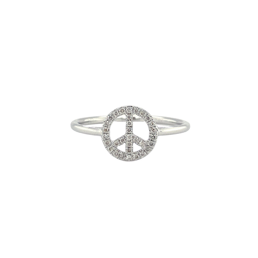 Sydney Evan Diamond Peace Ring in 14 karat white gold.
