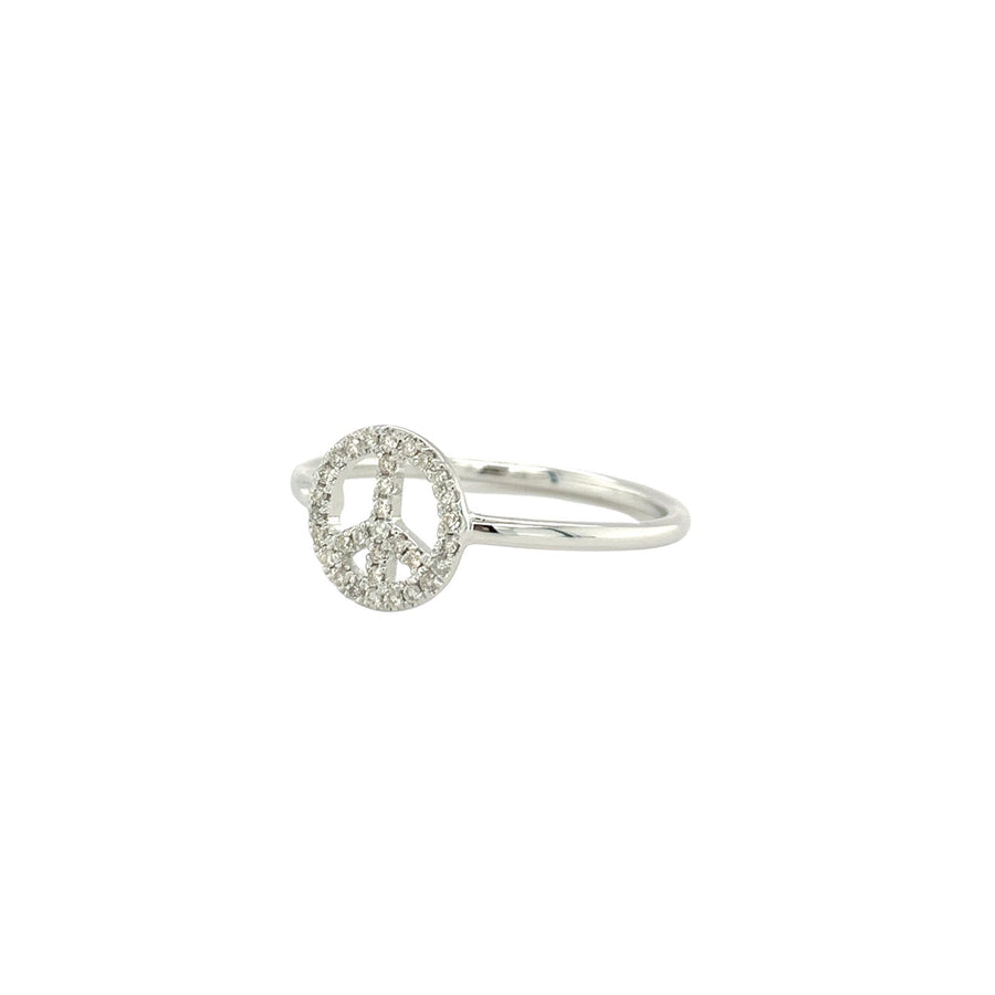 Sydney Evan Diamond Peace Ring in 14 karat white gold.