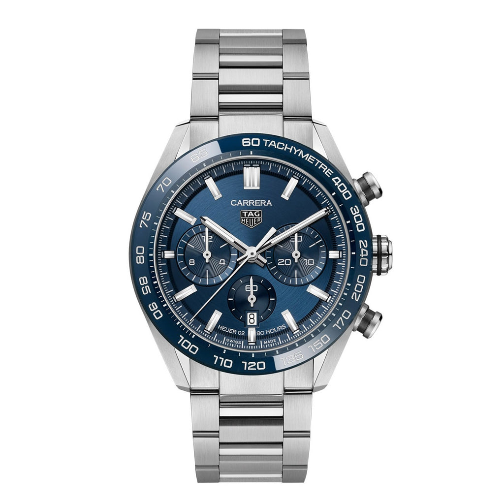 The TAG Heuer Carrera Collection with blue dial is a contemporary