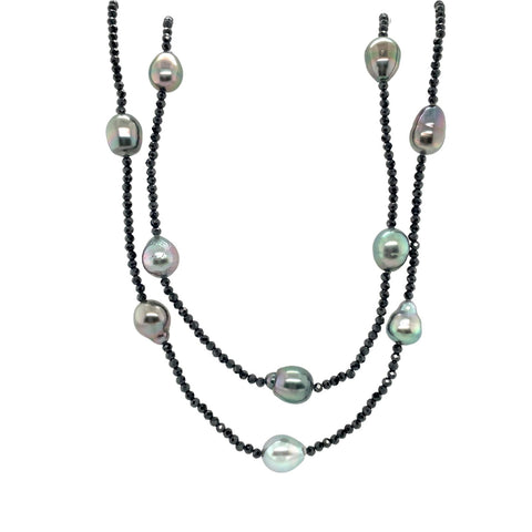 Tahitian Black Cultured Pearl Diamond Necklace - PNKRD00037