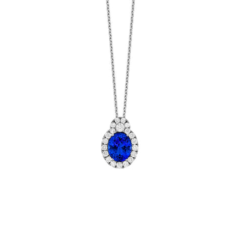 Tanzanite Diamond Necklace-Tanzanite Diamond Necklace - P6608-TANZ