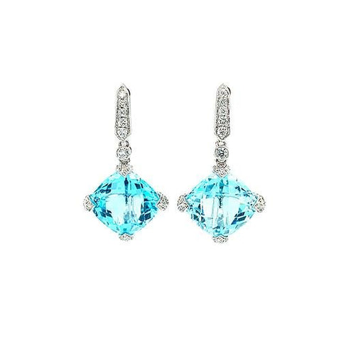 Topaz Diamond Earrings-Topaz Diamond Earrings -