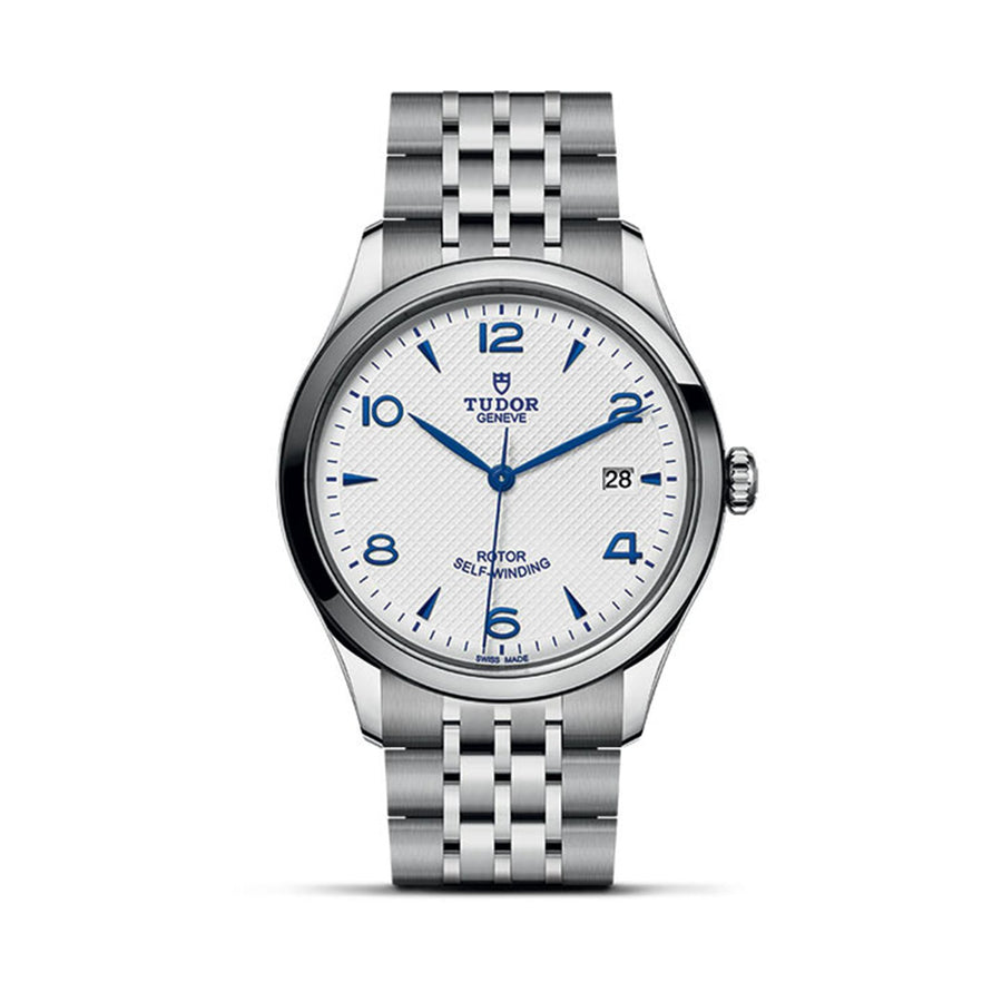 TUDOR 1926 in a 39mm stainless steel case with silver dial on stainless steel bracelet, featuring a date display and automatic movement.